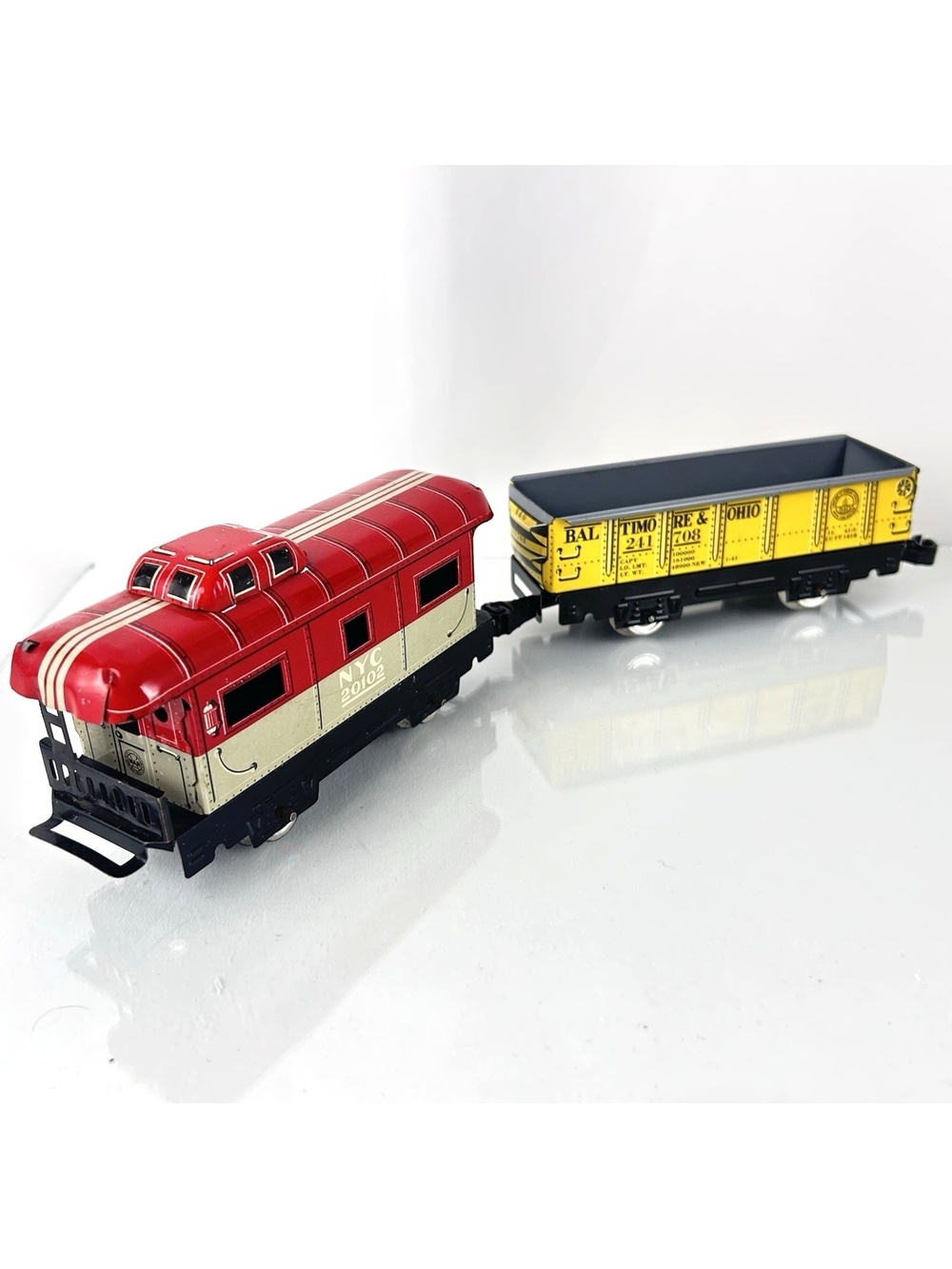 Marx Tin Litho O Scale Lot NYC 20102 Caboose + Baltimore & Ohio 241 708 Gondola